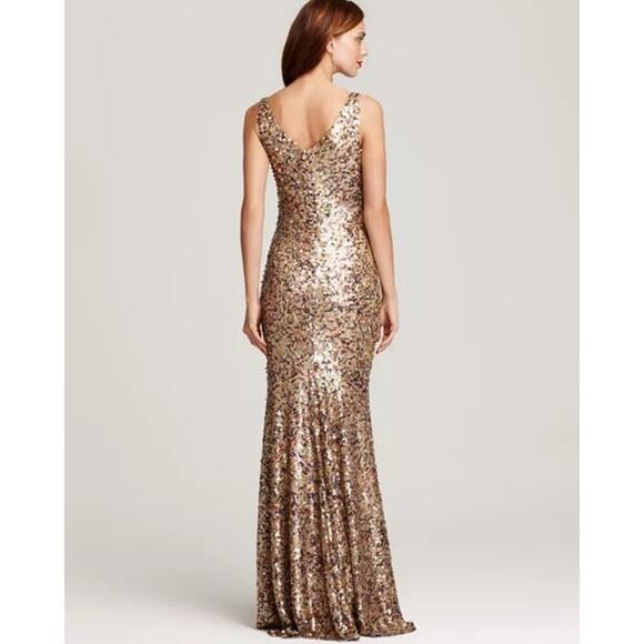 David Meister Gold Sequin Evening Gown Size 4 | Style Z00Y7885 - Picture 2 of 15